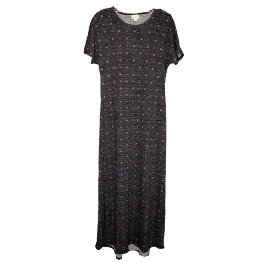 LuLaRoe Black Red MARIA Dolman Sleeve Soft Maxi Dress Sz XS NEW